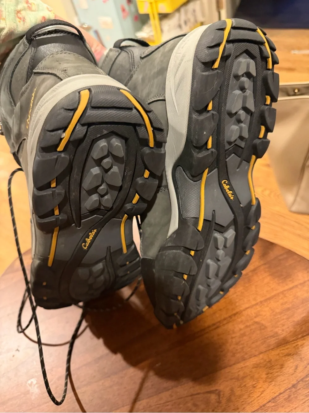 Cabela's Men's Grey and Olive Suede Hiking Boots